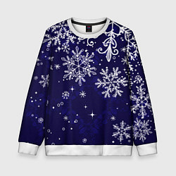 Свитшот детский Новогодние снежинки, цвет: 3D-белый