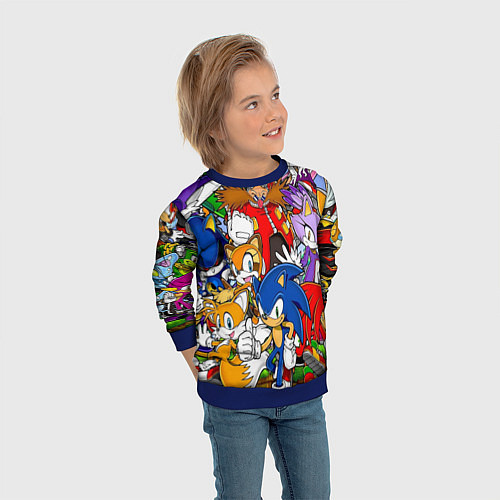 Детский свитшот Sonic / 3D-Синий – фото 3