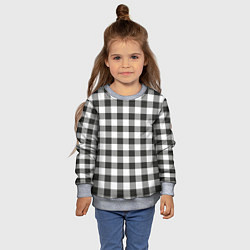 Свитшот детский Черно-белая клетка, цвет: 3D-меланж — фото 2