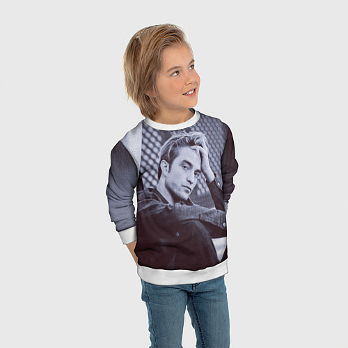Детский свитшот Роберт Паттинсон / 3D-Белый – фото 3