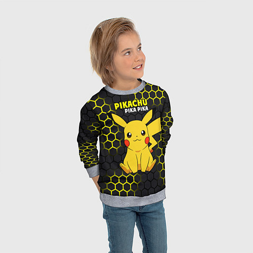 Детский свитшот Pikachu Pika Pika / 3D-Меланж – фото 3