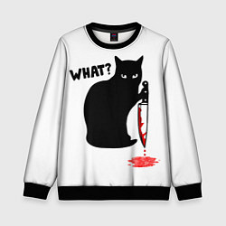 Свитшот детский What Cat, цвет: 3D-черный