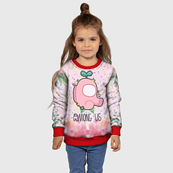 Свитшот детский Among Us girl, цвет: 3D-красный — фото 2