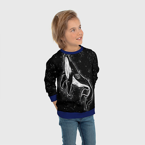 Детский свитшот Космический Кит / 3D-Синий – фото 3