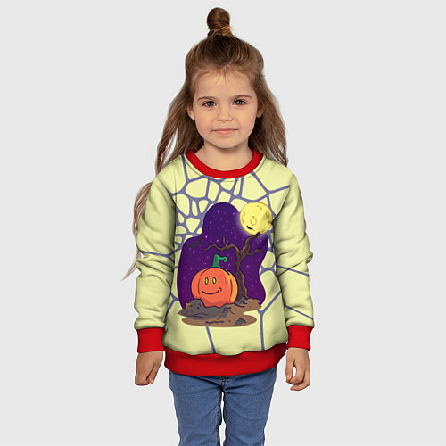 Детский свитшот Halloween Мозайка / 3D-Красный – фото 4