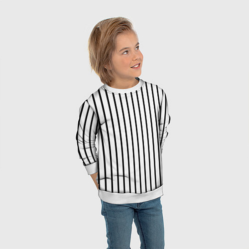 Детский свитшот Чёрные и белые полосы / 3D-Белый – фото 3