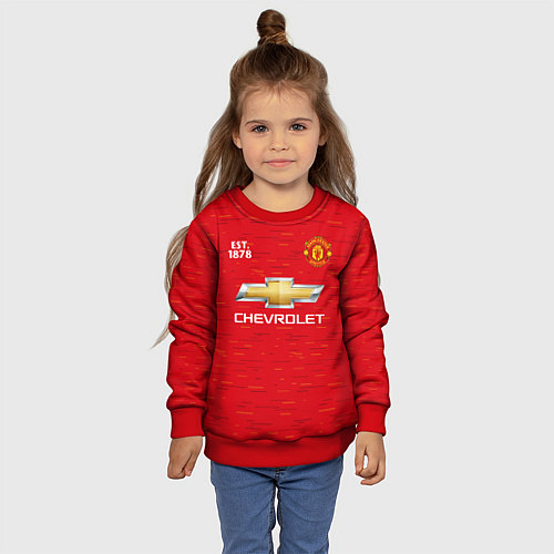 Детский свитшот MANCHESTER UNITED 2021 - HOME / 3D-Красный – фото 4