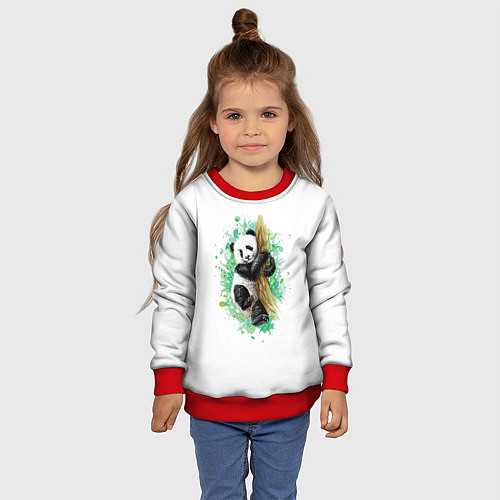 Детский свитшот Панда / 3D-Красный – фото 4