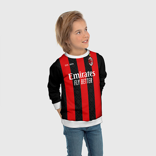 Детский свитшот AC MILAN 2021 - ДОМАШНЯЯ / 3D-Белый – фото 3