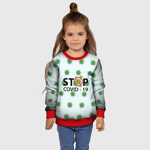 Детский свитшот Stop COVID / 3D-Красный – фото 4