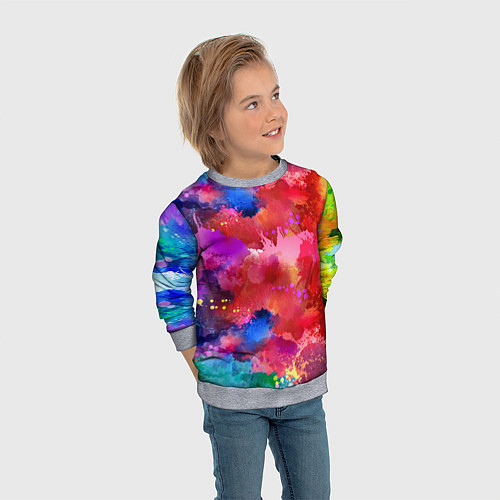 Детский свитшот Брызги красок / 3D-Меланж – фото 3