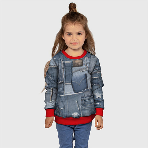 Детский свитшот Jeans life / 3D-Красный – фото 4