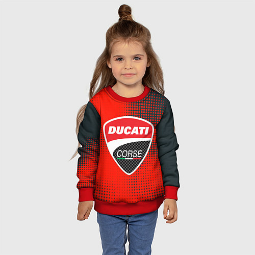 Детский свитшот Ducati Corse logo / 3D-Красный – фото 4