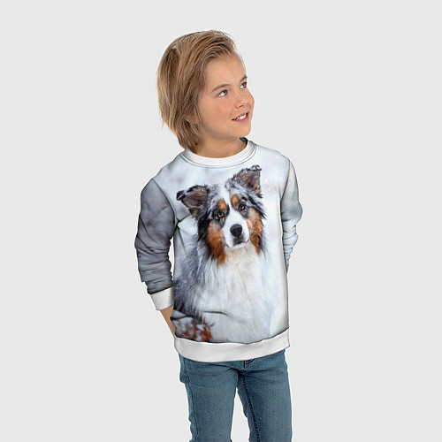 Детский свитшот Австралийская овчарка / 3D-Белый – фото 3