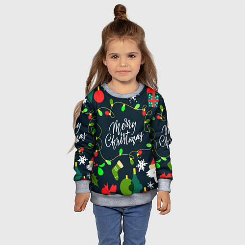 Детский свитшот Merry Christmas / 3D-Меланж – фото 4