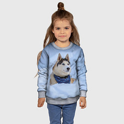 Свитшот детский Хаски, цвет: 3D-меланж — фото 2