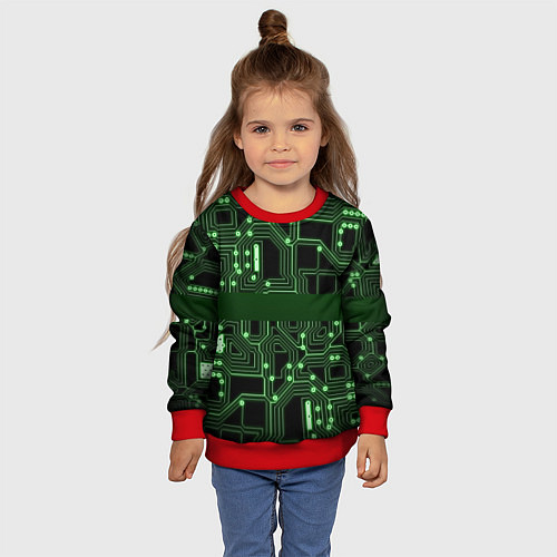 Детский свитшот Неоновая схема / 3D-Красный – фото 4