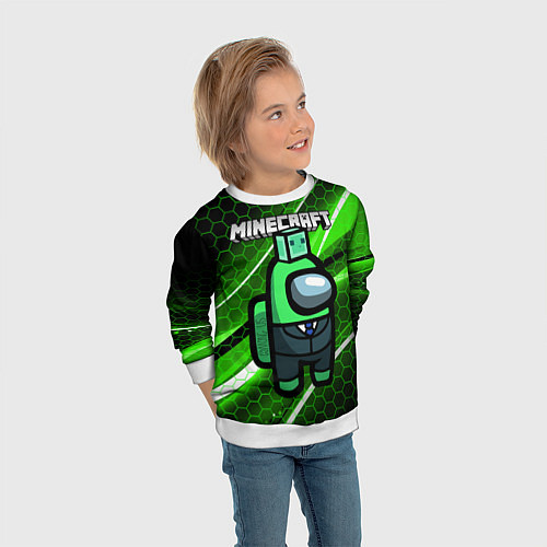 Детский свитшот Among Us х Minecraft Z / 3D-Белый – фото 3