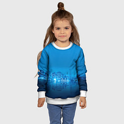 Свитшот детский Вид на ночной мегаполис, цвет: 3D-белый — фото 2
