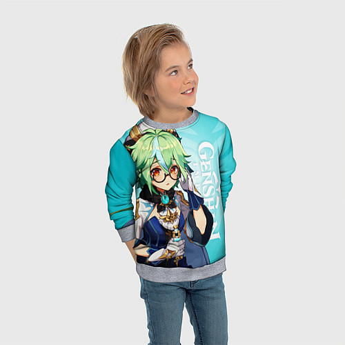 Детский свитшот GENSHIN IMPACT, САХАРОЗА / 3D-Меланж – фото 3
