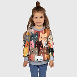 Свитшот детский Котики мультяшные, цвет: 3D-меланж — фото 2