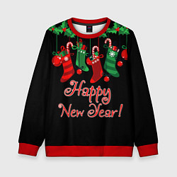 Свитшот детский Happy New Year!, цвет: 3D-красный
