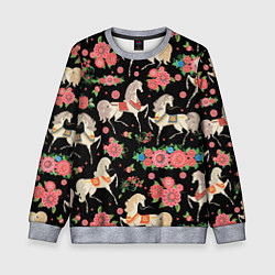 Детский свитшот Лошади и цветы