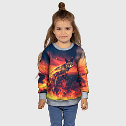 Свитшот детский Огненная лиса, цвет: 3D-меланж — фото 2