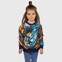 Свитшот детский Танджиро Камадо Клинок демонов, цвет: 3D-синий — фото 2