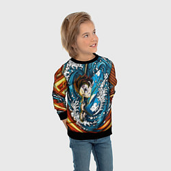 Свитшот детский Танджиро Камадо Клинок демонов, цвет: 3D-черный — фото 2