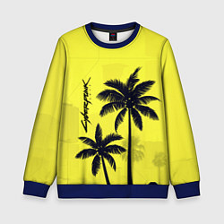 Свитшот детский Cyberpunk 2077 - Пальмы, цвет: 3D-синий
