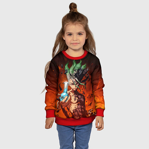 Детский свитшот Доктор Стоун / 3D-Красный – фото 4