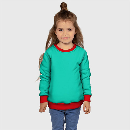 Детский свитшот Бискайский зеленый без рисунка / 3D-Красный – фото 4