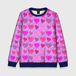 Свитшот детский Розовые сердечки, цвет: 3D-синий