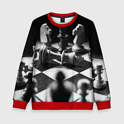 Свитшот детский Шахматы фигуры доска ход мат, цвет: 3D-красный