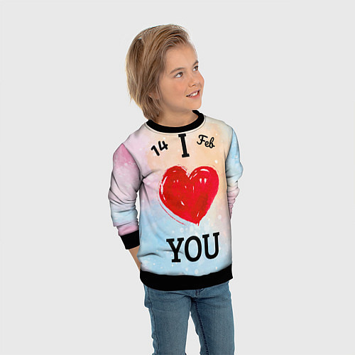 Детский свитшот Love you I / 3D-Черный – фото 3
