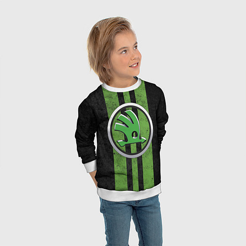 Детский свитшот Skoda Green Logo Z / 3D-Белый – фото 3
