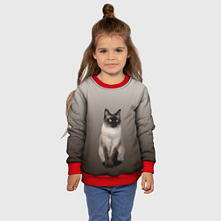 Свитшот детский Сиамский кот голубые глаза, цвет: 3D-красный — фото 2