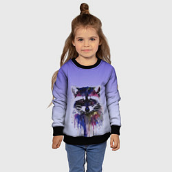 Свитшот детский Енот акварелью потеки, цвет: 3D-черный — фото 2
