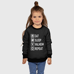 Свитшот детский EatSleepValheimRepeat, цвет: 3D-черный — фото 2