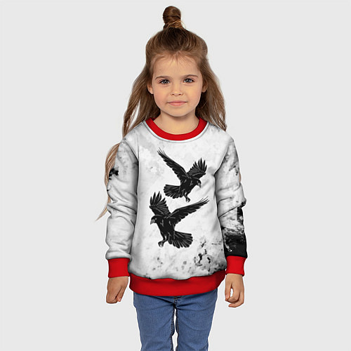 Детский свитшот Gothic crows / 3D-Красный – фото 4