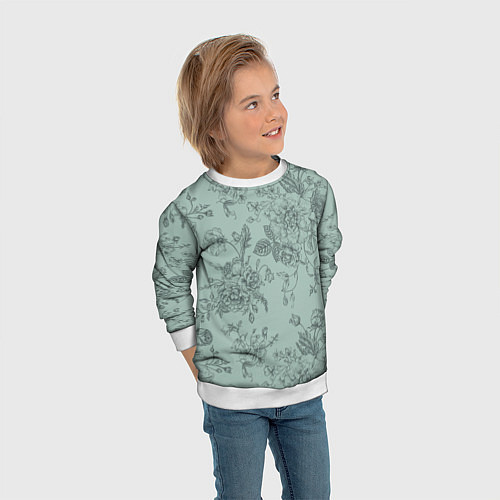 Детский свитшот Пионы и розы / 3D-Белый – фото 3