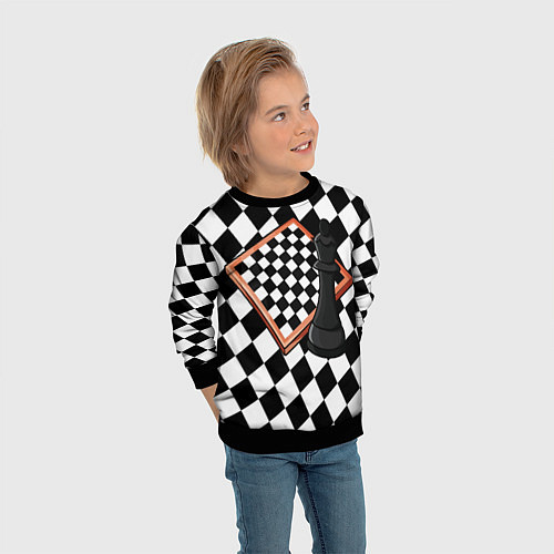 Детский свитшот Шахматы / 3D-Черный – фото 3