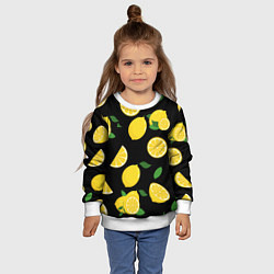 Свитшот детский Лимоны на чёрном, цвет: 3D-белый — фото 2