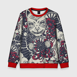 Свитшот детский Маска Кицунэ Маска лисы, цвет: 3D-красный