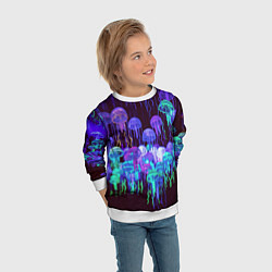 Свитшот детский Неоновые медузы, цвет: 3D-белый — фото 2
