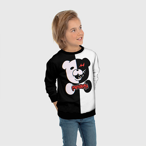 Детский свитшот MONOKUMA МОНОКУМА GLITCH / 3D-Черный – фото 3