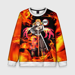 Свитшот детский КЛИНОК РАССЕКАЮЩИЙ ДЕМОНОВ, цвет: 3D-белый