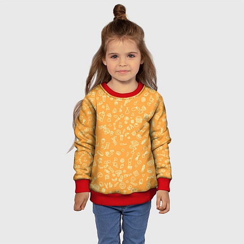 Детский свитшот Оранжевая еда / 3D-Красный – фото 4