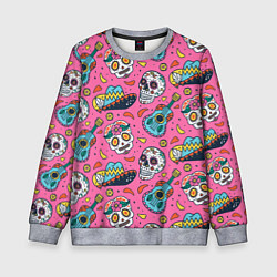 Детский свитшот День Мёртвых узор из черепов